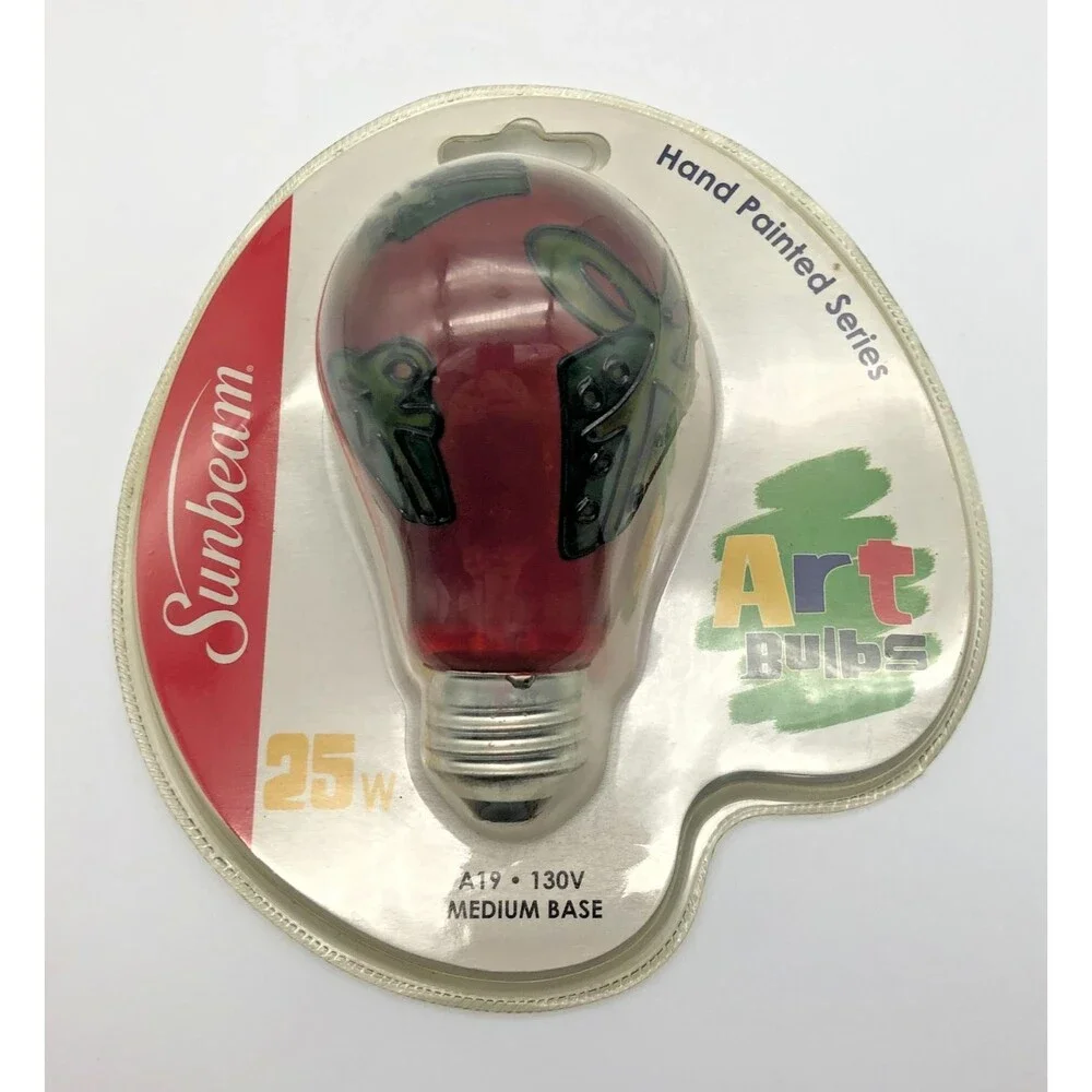 NEW Sunbeam Art Bulbs Hand Painted Series Red Green Present Christmas Holiday